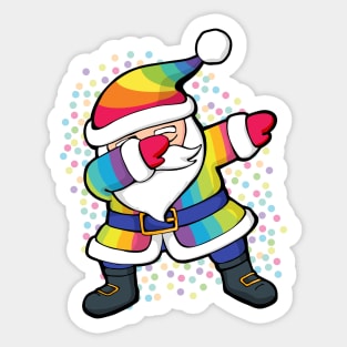Rainbow Dabbing Santa Sticker